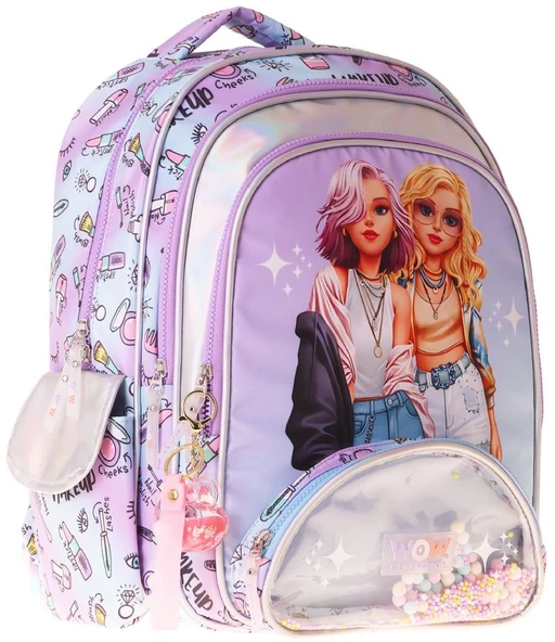 Wow Generation Kız Çocuk Friends Baskılı Pembe İlkokul ve Günlük Okul Sırt Çantası - W6054 - Dört Bölmeli ürün görseli 1
