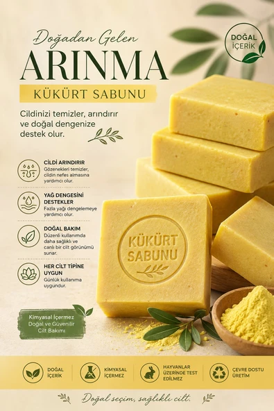Herbliss Doğal El Yapımı Kükürt Sabunu 100 Gr ürün görseli 1