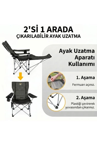 Lazy 4 Yatabilen Kamp Sandalyesi Lacivert - Resim 11