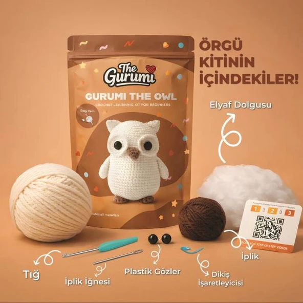 The Gurumi Baykuş Örgü Öğrenme Kiti (TG007) ürün görseli 1