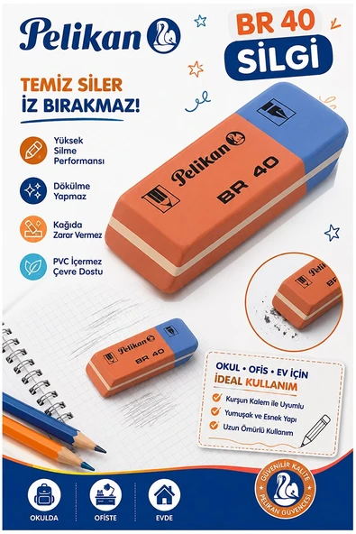 Kırmızı Mavi Silgi 1 Adet Pelikan Sp40 Kurşun Kalem Tükenmez Pilot Kalem Silgi Ufalanmayan Okul Büro Yerli Üretim Ekstra ürün görseli 1