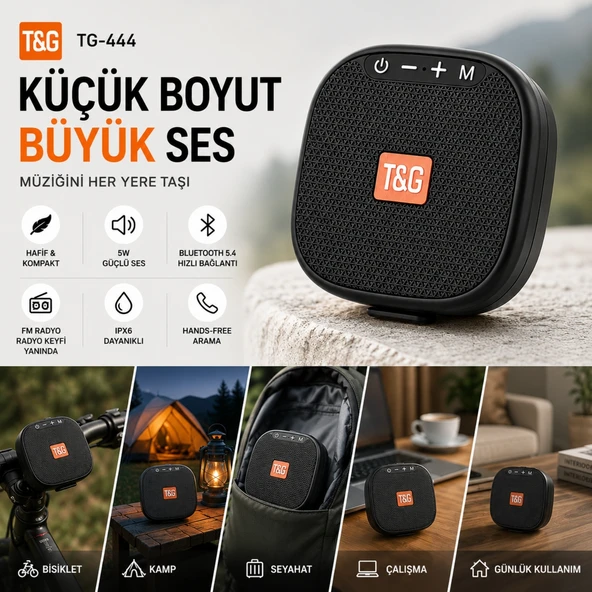 TriLine TG-444 Kablosuz Bluetooth Hoparlör Bisiklet Uyumlu Taşınabilir Outdoor Speaker FM Radyo USB/TF Kart Destekli ürün görseli 1