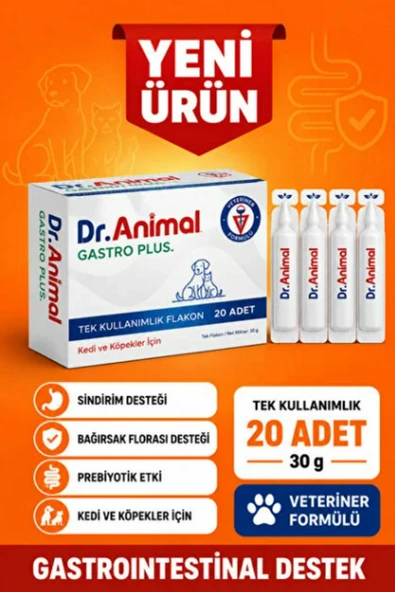 Dr. Animal Gastro Plus Kedi Köpek Sindirim Sistemi Destekleyici ve Mide Yatıştırıcı 20 Pipet ürün görseli 1