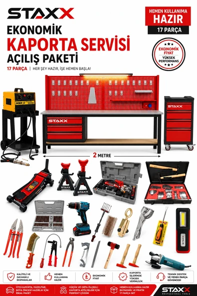 Staxx Garage Kaporta Servis Açılış Paketi | Tam Donanımlı Oto Servis Seti Kaporta Kurulum Servisi ürün görseli 1