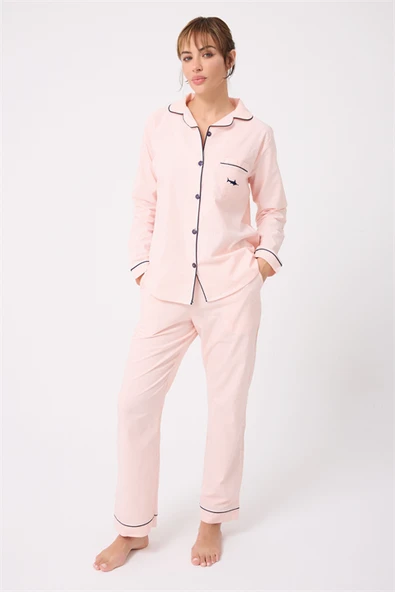 MARISILK™ SEASTRIPE Premium Dokuma Uzun Kollu Uzun Pantolonlu Kadın Pijama & Lounge Takımı ürün görseli 1