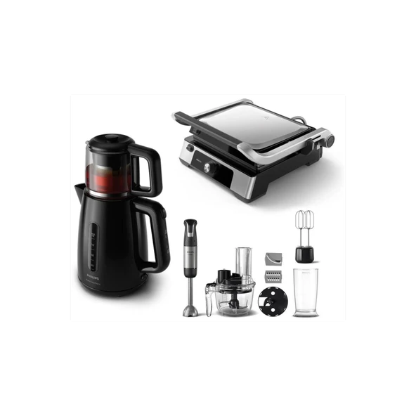 3'lü Çeyiz Seti (HD6301/90 Tost Makinesi + HD7301/00 Çay Makinesi + HR2695/01 Blender Seti) ürün görseli 1
