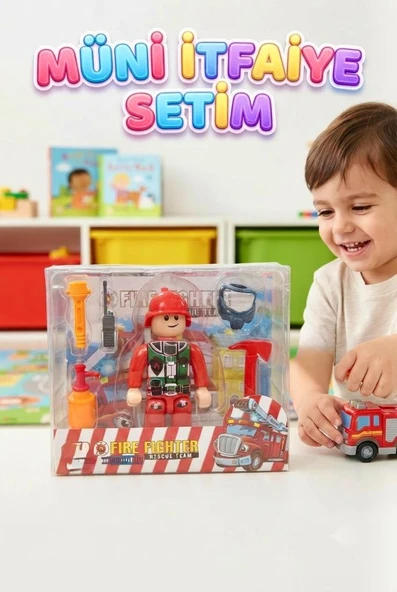6 Parça Mini İtfaiye Setim İtfaiyeci Figürü ve Aletleri Beceri Geliştirici Oyun Seti ürün görseli 1