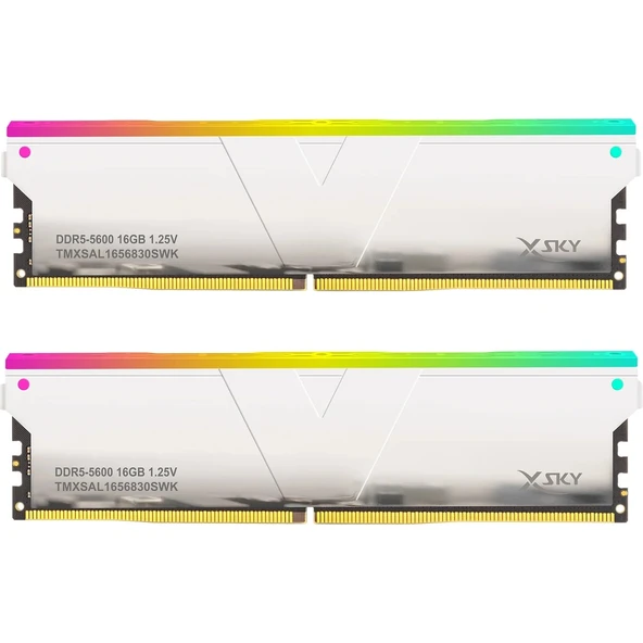 V-color 32GB (2 x 16GB) DDR5 6400MT/s CL32 Manta XSky RGB AMD EXPO - Beyaz ürün görseli 1