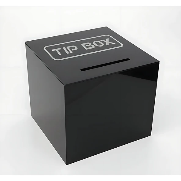 Kare Tipbox - Bahşiş Kutusu Siyah - 14x14xh13cm ürün görseli 1