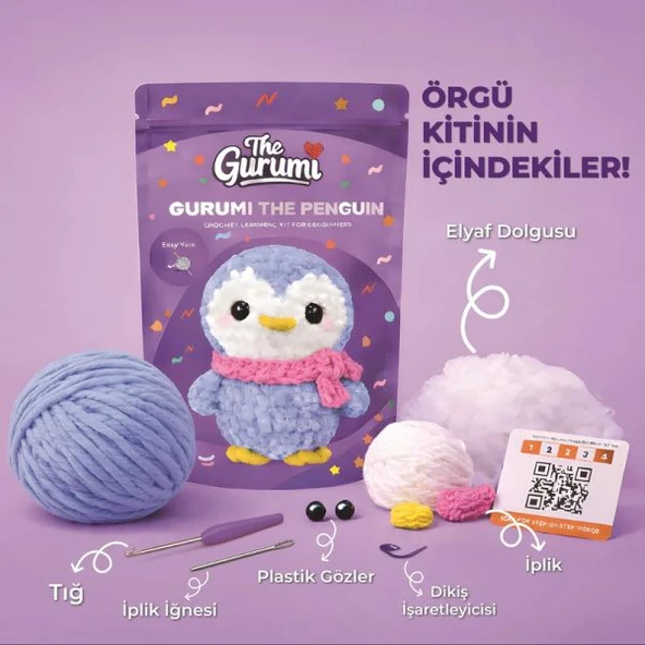The Gurumi Penguen Örgü Öğrenme Kiti (TG006) ürün görseli 1