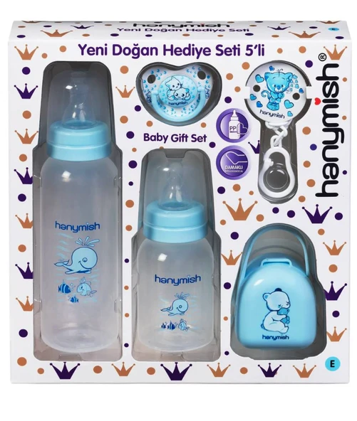 Hanymish 655 Yenidoğan Pp Hediye Seti 5li - Mavi ürün görseli 1