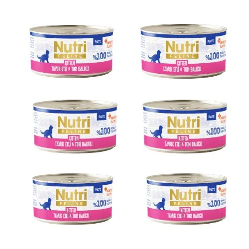 Nutri Feline Kitten Tavuklu ve Ton Balıklı Yavru Kedi Konservesi Pate Yaş Mama 6'lı Paket ürün görseli 1