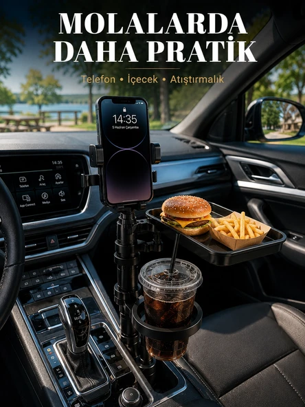 Çok Amaçlı Araç Organizeri Telefon Tutucu Ve Bardaklık Aparatı ürün görseli 1