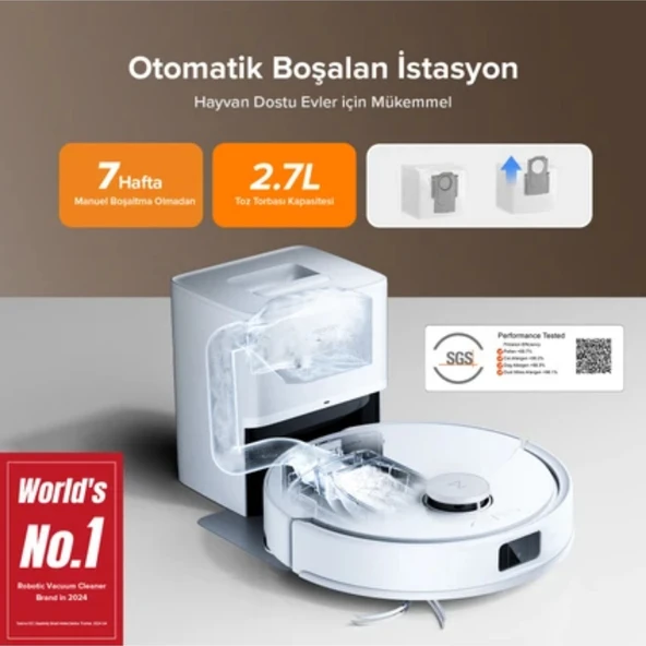 Roborock Q8 Max Pro Plus Robot Süpürge Beyaz TEŞHİR - Resim 4