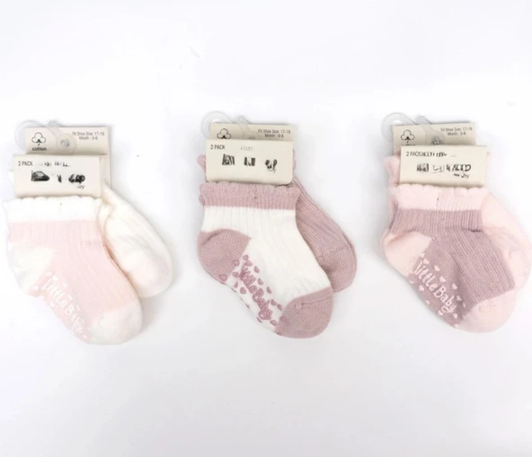 Kaymaz 2li  Kız Bebek Patik Çorap K44149  (tek adet fiyatıdır) ürün görseli 1