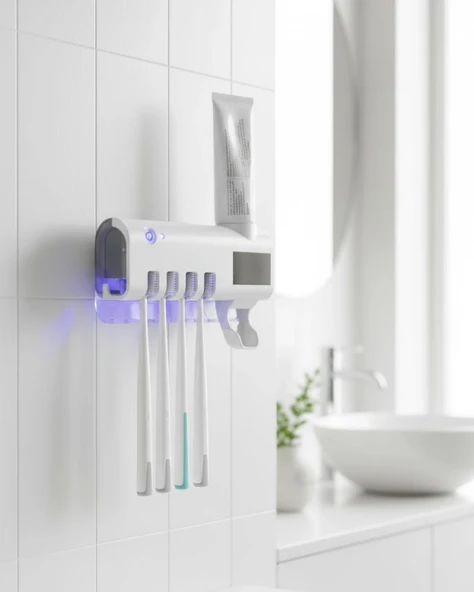 Uv Sterilizasyonlu Duvara Monte Otomatik Diş Fırçası Tutucu ürün görseli 1