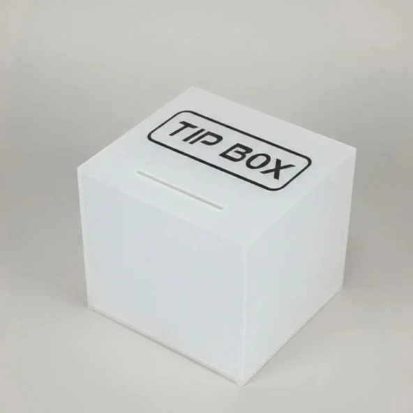 Kare Tipbox - Bahşiş Kutusu Buz Beyaz - 14x14xh13cm ürün görseli 1