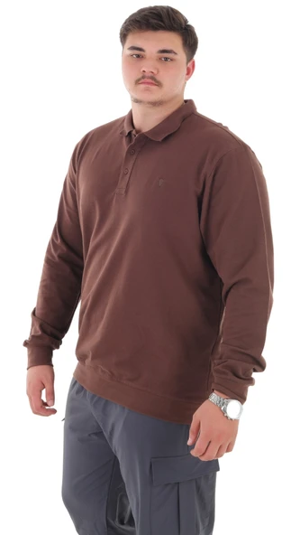 Erkek Büyük Beden 115-155 Kilo Arası İçin Uygun Uzun Kol Polo Yaka Mevsimlik Sweatshirt ürün görseli 1
