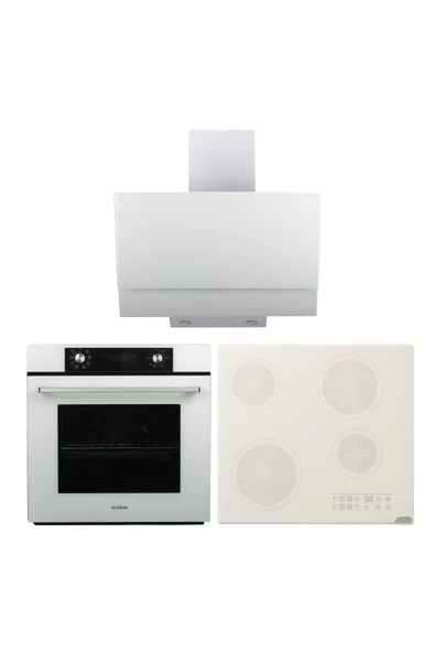 Alveus Elegance Beyaz Elektrikli 3'lü Cam Dijital Ankastre Set (3000-VİTRO-MFA627) ürün görseli 1