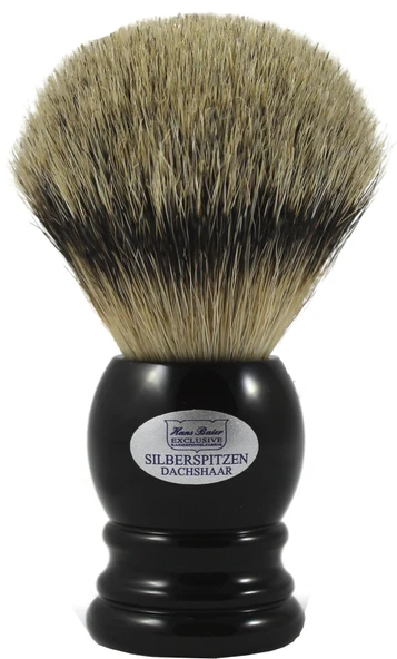 Hans Baier Exclusive Tıraş Fırçası Gerçek Gümüş Uçlu Porsuk Kılı - Siyah Saplı Boyut 2, 61 gr ürün görseli 1