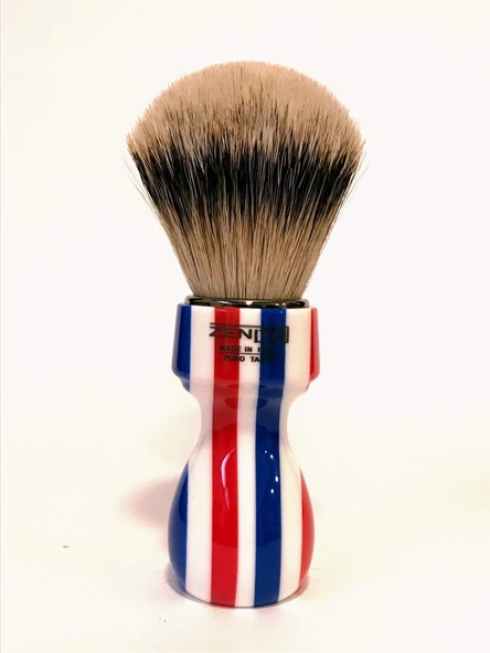 Zenith Barber Pole %100 gerçek gümüş uçlu porsuk kıllı tıraş fırçası - Porsuk - Made in Italy ürün görseli 1