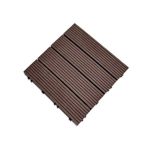 Kilitli Plastik Veranda Fayansları, Veranda Fayansları, Kilitli Veranda Fayansları, Dış Mekan Su Geçirmez Döşeme, Herkes İçin (Koyu Kahverengi, 11.8x11.8IN/5PCS) ürün görseli 1