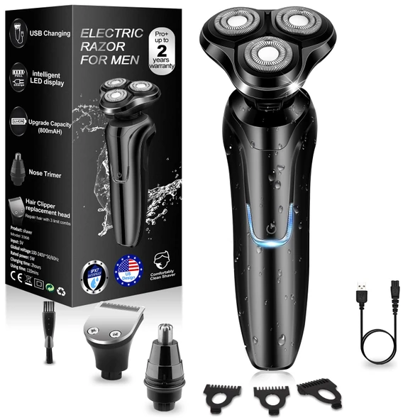 Elektrikli Tıraş Makinesi Erkekler için Jilet Erkekler için Elektrikli Tıraş Makinesi Erkekler için Yüz Adam Elektrikli Tıraş Makinesi Kuru Islak Su Geçirmez Rotasyon Tıraş Makinesi ürün görseli 1