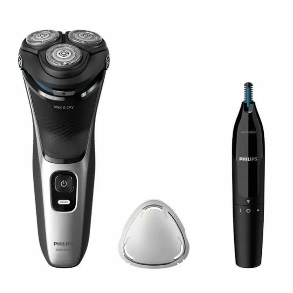 Philips S3143/02 Döner Tıraş Makinesi, Islak ve Kuru, Siyah, Gümüş ürün görseli 1