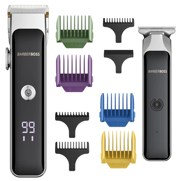 Erkekler için Barberboss Sakal Kesme Seti, Hassas Kumandalı 2 Kablosuz Saç Kesme Makinesi, Erkekler için Yüz Kesme Makinesi, LED Ekran ve USB Şarj Fonksiyonu, Taşınabilir Bakım Seti ürün görseli 1
