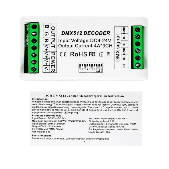 TADZKKIWM LED Işık Şeridi Denetleyici 512 Dekoder RGB 3CH RGBW 4CH Denetleyici Konsolu Kullanımı Dekoratif Aydınlatma Ev Işık Dimmer (RGB 3 Kanal) ürün görseli 1