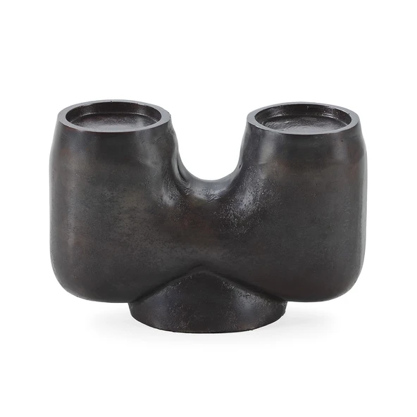 CANDELABRO 29X14X18 METAL BRONCE ENVEJECIDO - Resim 2