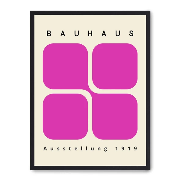 Cuadro bauhaus pembe şekiller ürün görseli 1