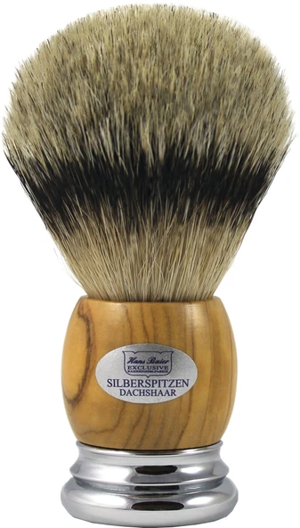 Hans Baier Exclusive Tıraş Fırçası Silvertip Porsuk Kılı - Gerçek Zeytin Ağacı Sap Boyut 3, 124 g ürün görseli 1
