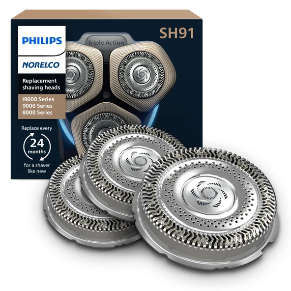 Philips Norelco Orijinal SH91/52 yedek tıraş başlıkları, Norelco tıraş makinesi serisi S9000 ve 9000 Prestige ile uyumludur, yenilenen SH90/70, SH98/70 ve SH98/80 için en son sürüm ürün görseli 1