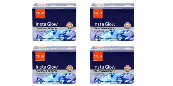 VLCC VLCC 4'lü Paket Insta Glow Diamonds Elmaslı Ağartıcı Bhasma Köpük Adilliği Ön Ağartma Kremi ve Ağartma Sonrası Paketi 30g ürün görseli 1