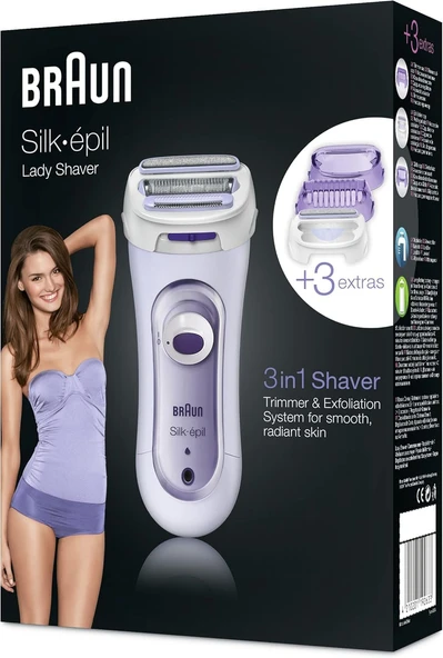 Braun Silk-epil 5-560 3'ü 1 Arada Kablosuz Elektrikli Tıraş Makinesi, Düzeltici ve Peeling Sistemi, Mor ürün görseli 1