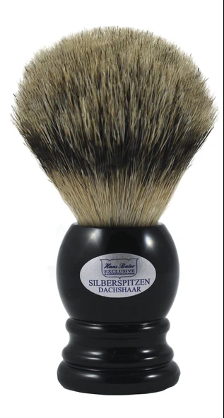 Hans Baier Exclusive Tıraş Fırçası Gerçek Gümüş Uçlu Porsuk Kılı - Siyah Saplı Boyut 1, 55 gr ürün görseli 1