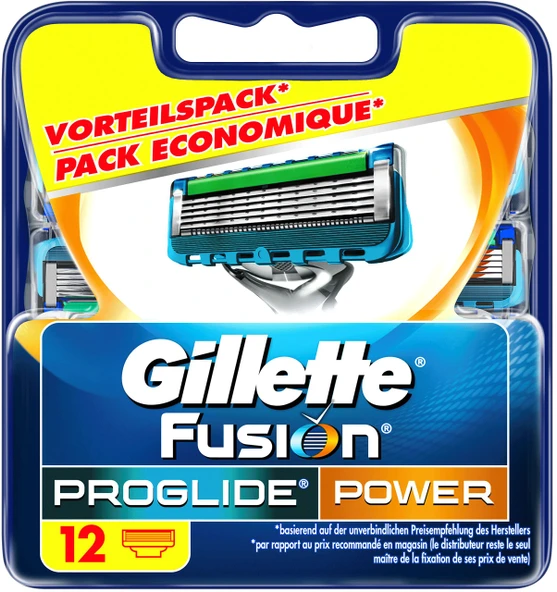 Gillette Fusion ProGlide Power Erkek Tıraş Bıçağı, 1'li Paket (1 x 12 Parça) ürün görseli 1