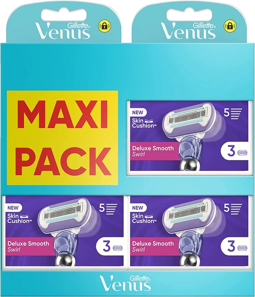 Gillette Venus Deluxe Smooth Swirl Yedek Bıçaklar (3 x 3), Kadınlar için, 5 Bıçak ürün görseli 1