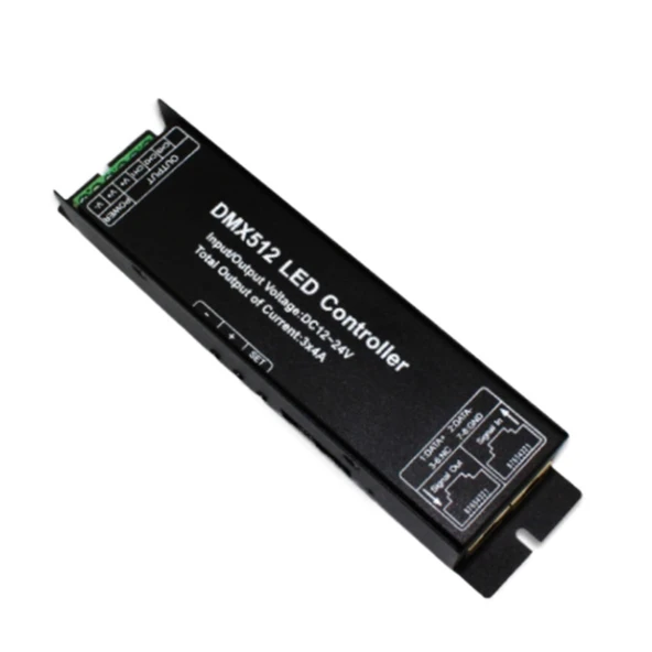 TADZKKIWM DC12-24V Uzun Çubuk Ekran Sabit Gerilim DMX512 Dekoder 3/4 Kanal PWM Denetleyici Sinyal Sürücüleri LED Işık Şeridi (3CH) ürün görseli 1