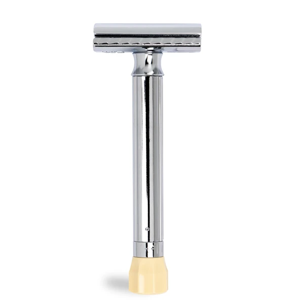 MERKUR Ayarlanabilir Jiletli Tıraş Makinesi 510C | Klasik parlak krom | İki parçalı düz kesim jilet | Islak tıraş için ideal | Çinko basınçlı döküm | Pirinç sap | Almanya'da yapıldı ürün görseli 1