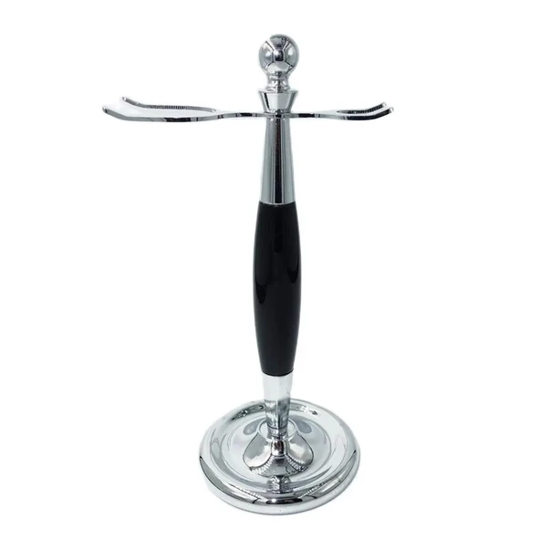 FJIXUO Tıraş Standı Islak Tıraş Fırçası Seti, Erkekler için Gümüş ve Siyah Klasik Metal Stand Tutucu ürün görseli 1