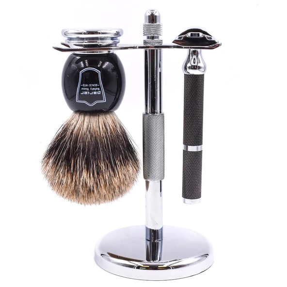 Parker Jiletli Tıraş Makinesi, 71R Tıraş Makinesi Tıraş Makinesi Seti - Deluxe Pure Porsuk Saç Fırçası, Krom Stand, Parker Çift Kenarlı Tıraş Makinesi içerir ürün görseli 1