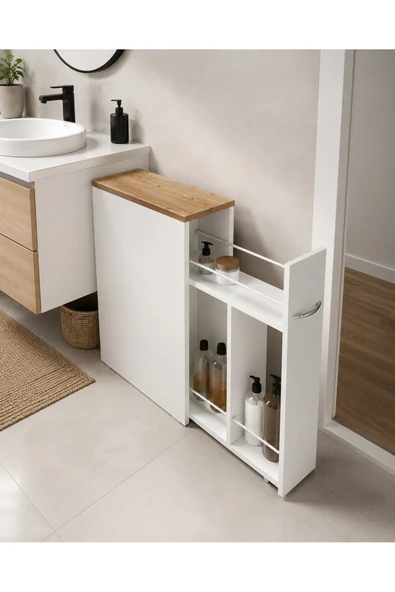 Unisoft Banyo Rafları Banyo Dolabı Mutfak Organizer Düzenleyici Çok Amaçlı Dolap Sürgülü Raflı İnce Kiler Erzak Deterjan Dolabı Yukon ürün görseli 1