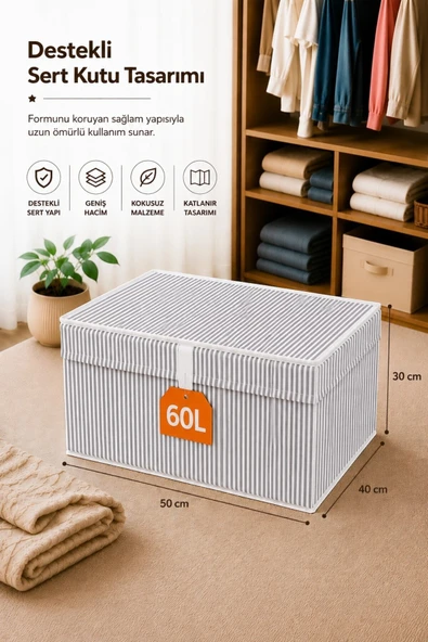 Large Boy Kıyafet Düzenleyici Hurç 50x40x30 cm Katlanır Elbise Saklama Kutusu Organizer ürün görseli 1