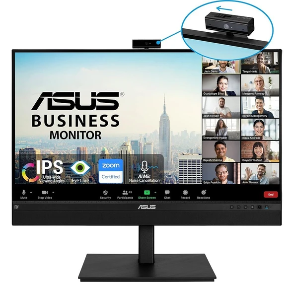 ASUS BE27ACSBK 27" 5MS (DP HDMI USB-C MM) CERCEVESIZ,FLICKER-FREE,DUSUK MAVI ISIK Monitör 2K IPS 2560x1440 WEBCAM MONİTÖR (BE27ACSBK) ürün görseli 1