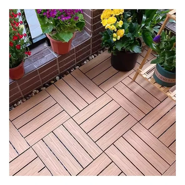 pujindu Kilitli Yer Karosu, Dış Mekan Ahşap Yer Karosu, İç ve Dış Mekan Kullanımı için Su Geçirmez Plastik Kompozit Veranda Fayansları (Sarı, 11.8x11.8IN/5PCS) ürün görseli 1