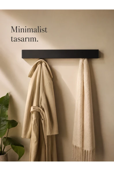 Unisoft Portmanto Metal Duvar Askılığı Elbise Askılığı Vestiyer Askılık Gizli Kancalı Antre Hol Mont Çanta Havlu Askısı Beyaz 80 Cm Berlin ürün görseli 1