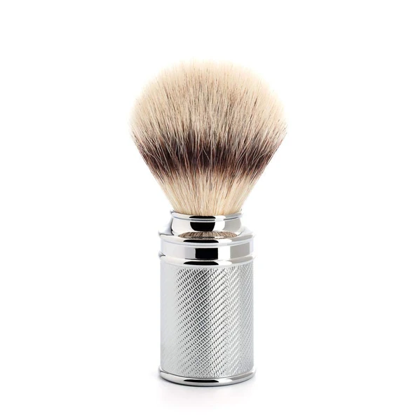 MÜHLE Geleneksel tıraş fırçası - Silvertip Fiberden yapılmış tıraş fırçası - krom kaplı metalden yapılmış sap - ince keski ile el işi ürün görseli 1