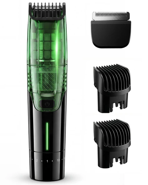 Erkekler için Vakumlu Sakal Kesme Makinesi - 2 Hız Ayarlanabilir Emiş ve Güç, IPX6 Su Geçirmez Islak/Kuru Kablosuz Saç Kesme Makinesi 40 Uzunluk Ayarı (0,5-20 mm), USB-C ürün görseli 1